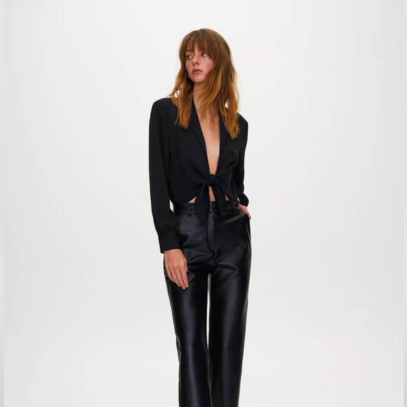 Aritzia Tops - Aritzia Babaton Ace Tie Front Silky Blouse Bodysuit